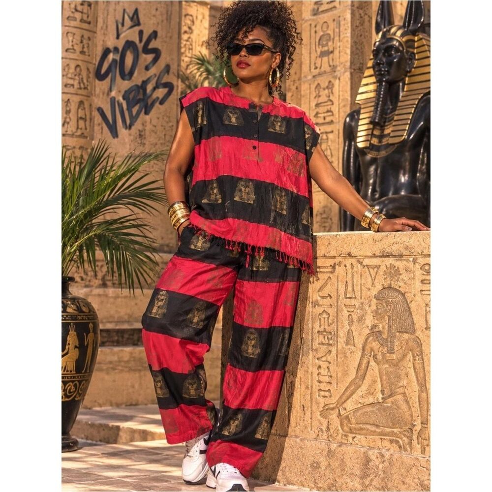 Source-unknown Women's Red and Black Trousers